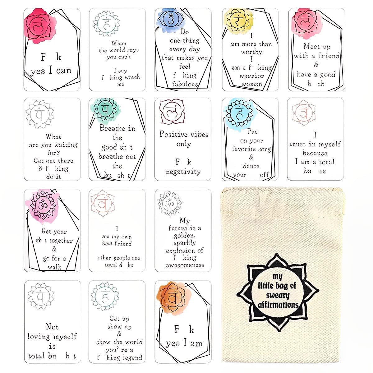 HASTHIP 16 Sheet Greeting Card for Birthdays Sweary Affirmation Cards Positive Swear Cards Boost Confidence Encouragement Confirmation Card Set Creative Prints HASTHIP 16 Sheet Greeting Card for Birthdays Sweary Affirmation Cards Positive Swear Cards Boost Confidence Encouragement Confirmation Card Set Creative Prints